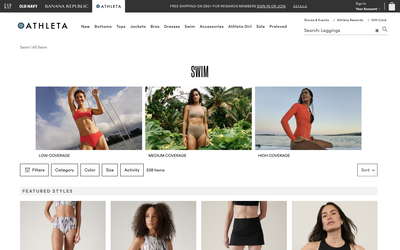 Athleta website screenshot