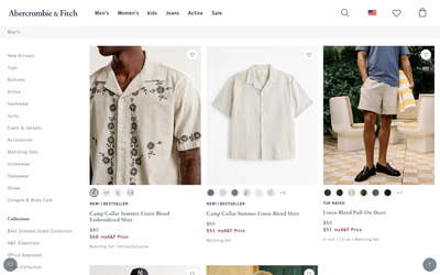 Abercrombie & Fitch website screenshot