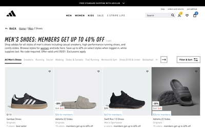 adidas website screenshot
