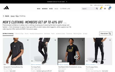 adidas website screenshot