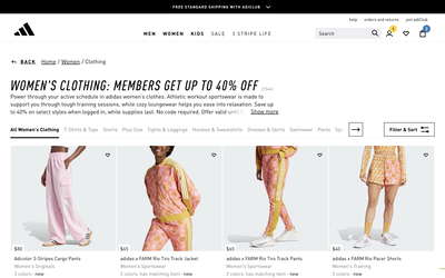adidas website screenshot