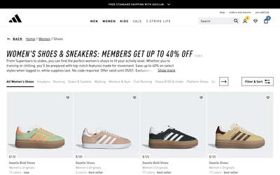 adidas website screenshot