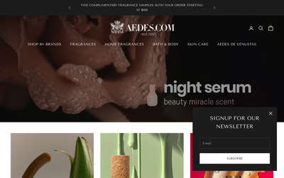 Aedes Perfumery website screenshot
