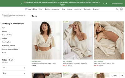 Aerie website screenshot