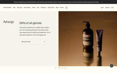 Aesop website screenshot