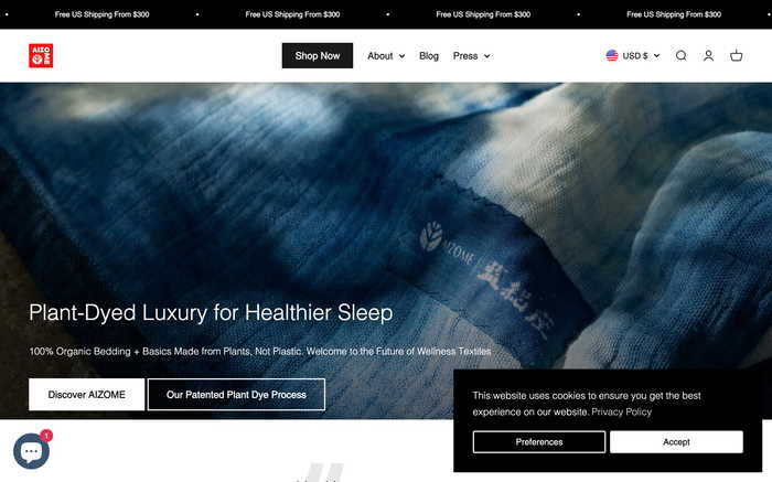 Aizome Textiles screenshot
