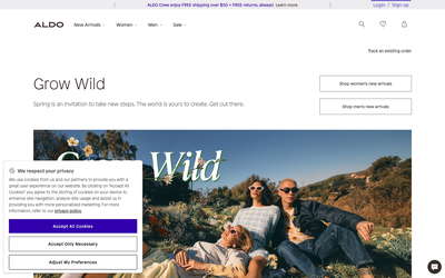 ALDO Shoes website screenshot