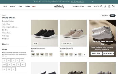 Allbirds website screenshot