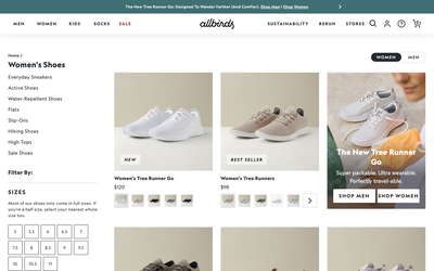 Allbirds website screenshot