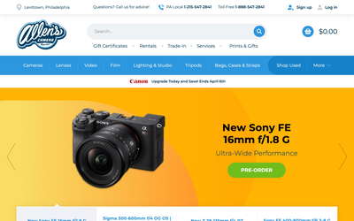 Allen's Camera website screenshot