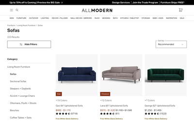 AllModern website screenshot