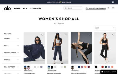 Alo Yoga website screenshot