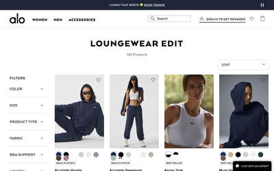 Alo Yoga website screenshot