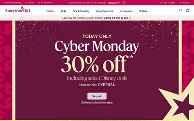 American Girl website screenshot