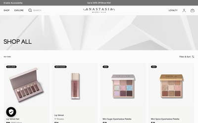 Anastasia Beverly Hills website screenshot
