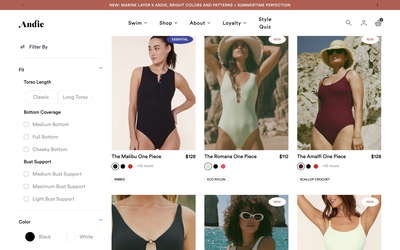 Andie website screenshot