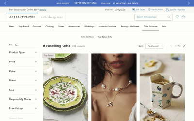 Anthropologie website screenshot