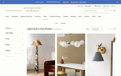 Anthropologie website screenshot