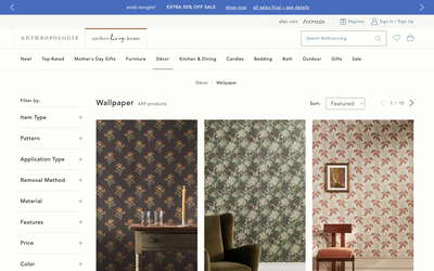 Anthropologie website screenshot