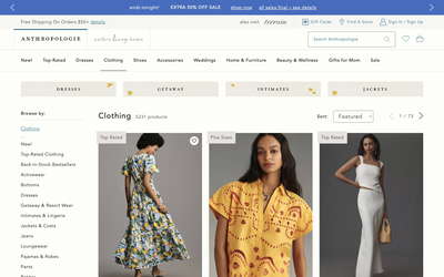 Anthropologie website screenshot
