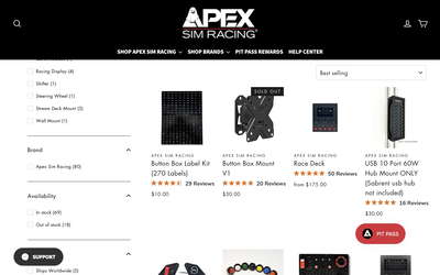 Apex Sim Racing website screenshot