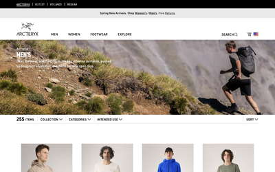 Arc'teryx website screenshot