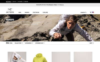 Arc'teryx website screenshot