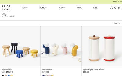 Areaware website screenshot