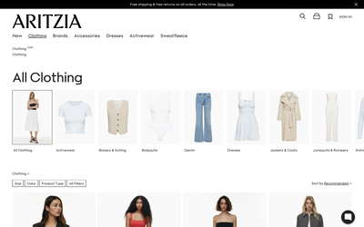 Aritzia website screenshot