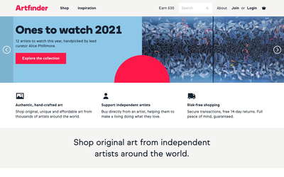Artfinder website screenshot