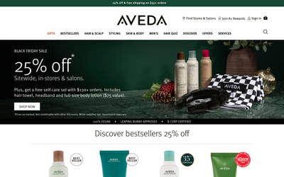 Aveda website screenshot