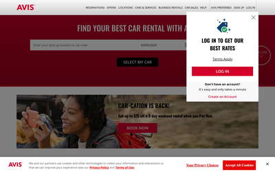 Avis website screenshot