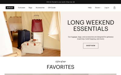Away website screenshot