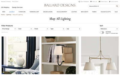 Ballard Designs website screenshot