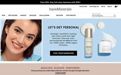 bareMinerals website screenshot