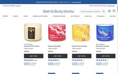 Bath & Body Works website screenshot