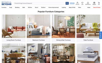Bed Bath & Beyond website screenshot