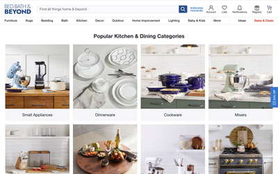 Bed Bath & Beyond website screenshot