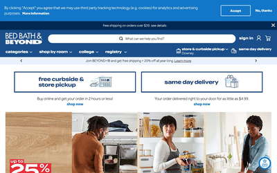 Bed Bath & Beyond website screenshot
