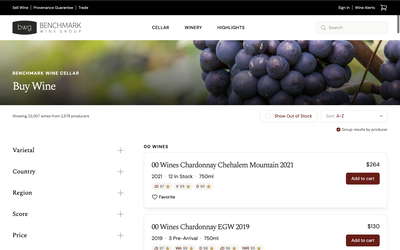 Benchmark Wine Group website screenshot