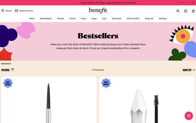 Benefit Cosmetics website screenshot