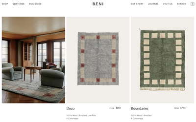 Beni Rugs website screenshot