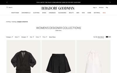 Bergdorf Goodman website screenshot