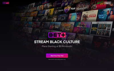 BET+ website screenshot