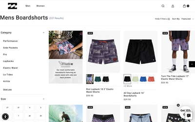 Billabong website screenshot