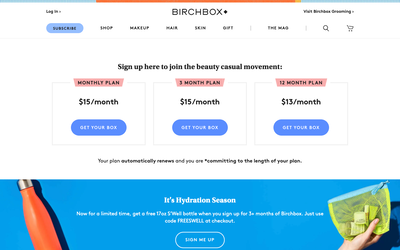 Birchbox website screenshot