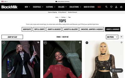 Black Milk Clothing website screenshot