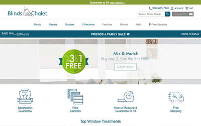 Blinds Chalet website screenshot
