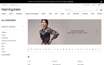 Bloomingdale's website screenshot