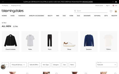 Bloomingdale's website screenshot